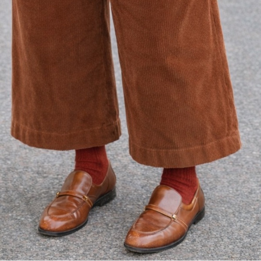 Vintage Cognac Genuine Leather Loafers Size 8 wide